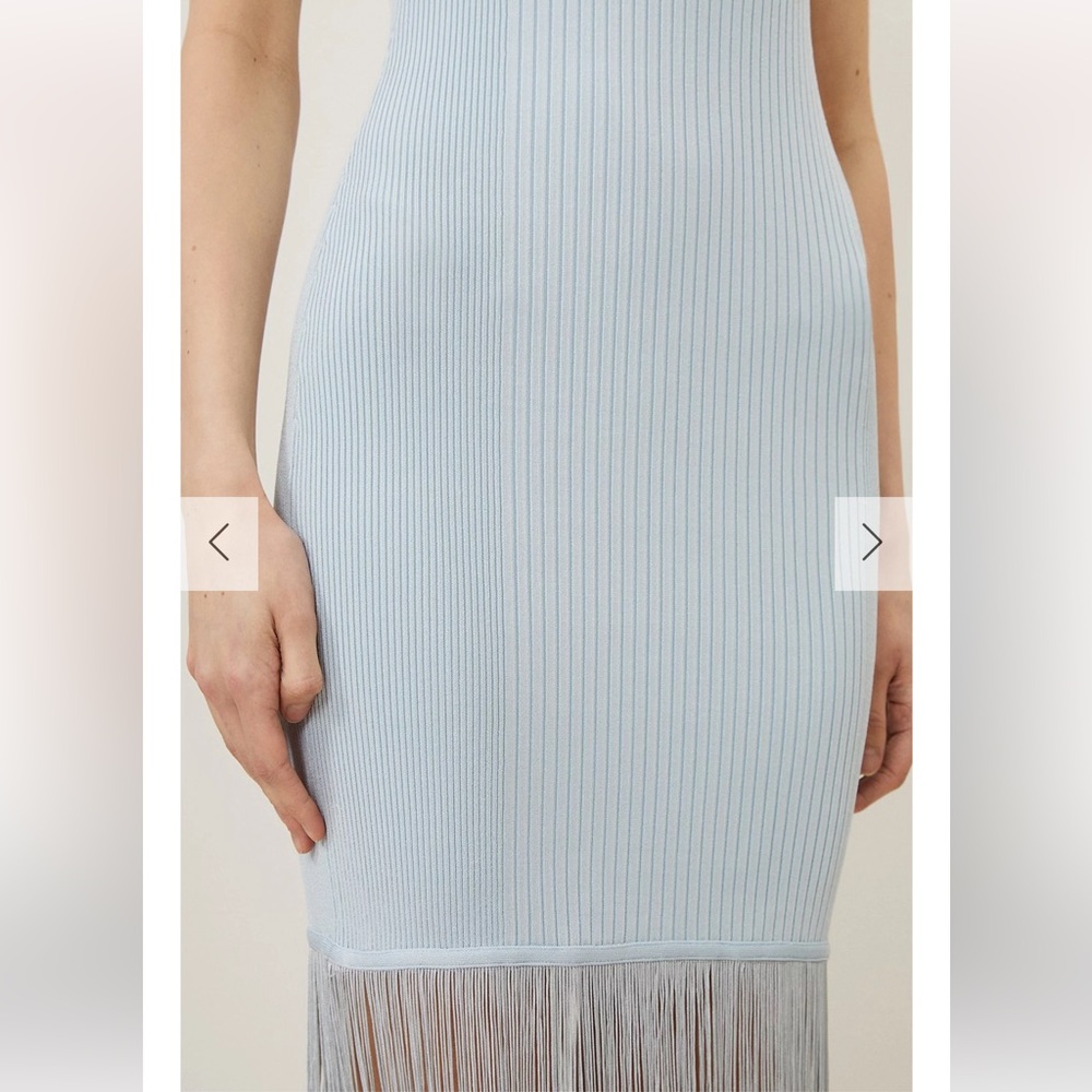 Karen Millen Light Blue Fringe Midi Dress - Picture 5 of 9